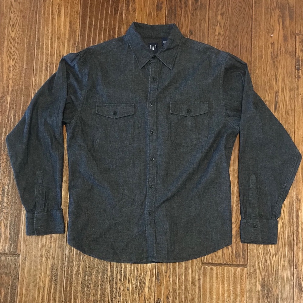 NWOT Mens Gap 100% Cotton Grey Button Down Shirt L